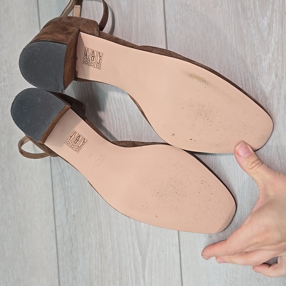 J.Crew Women Maise Brown Suede Ankle Block Heel Shoes Sandals Sz 10 - Picture 9 of 10